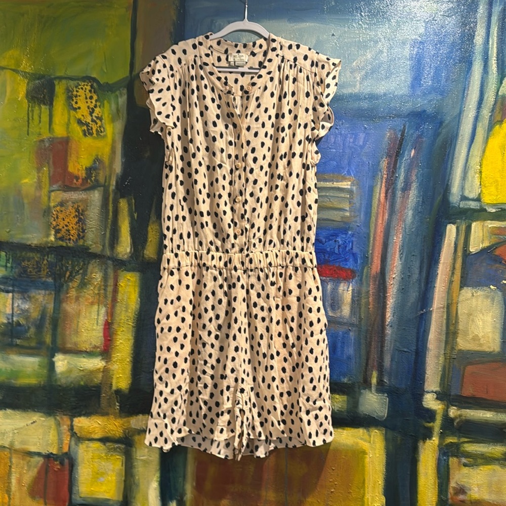 Kate spade polka dot flutter cap sleeved romper size 6